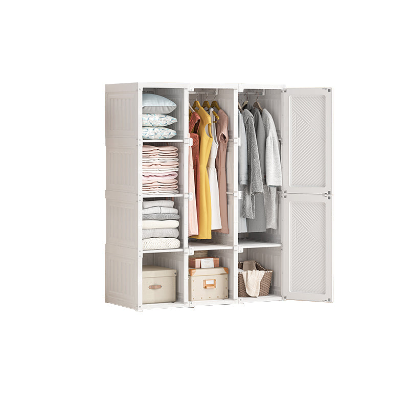 White Freestanding Plastic Wardrobe Foldable Wardrobe with Shelves