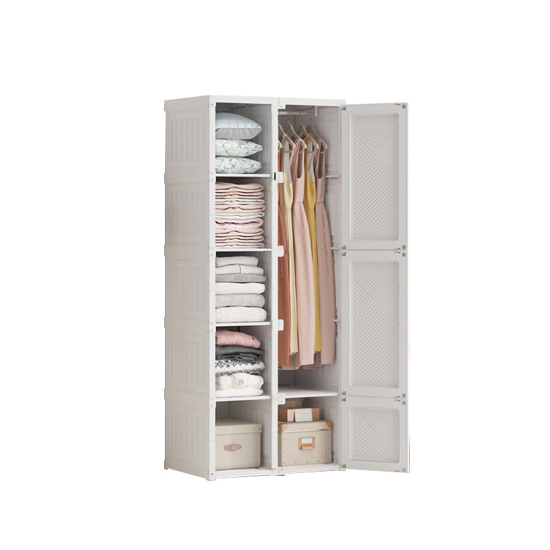 White Freestanding Plastic Wardrobe Foldable Wardrobe with Shelves