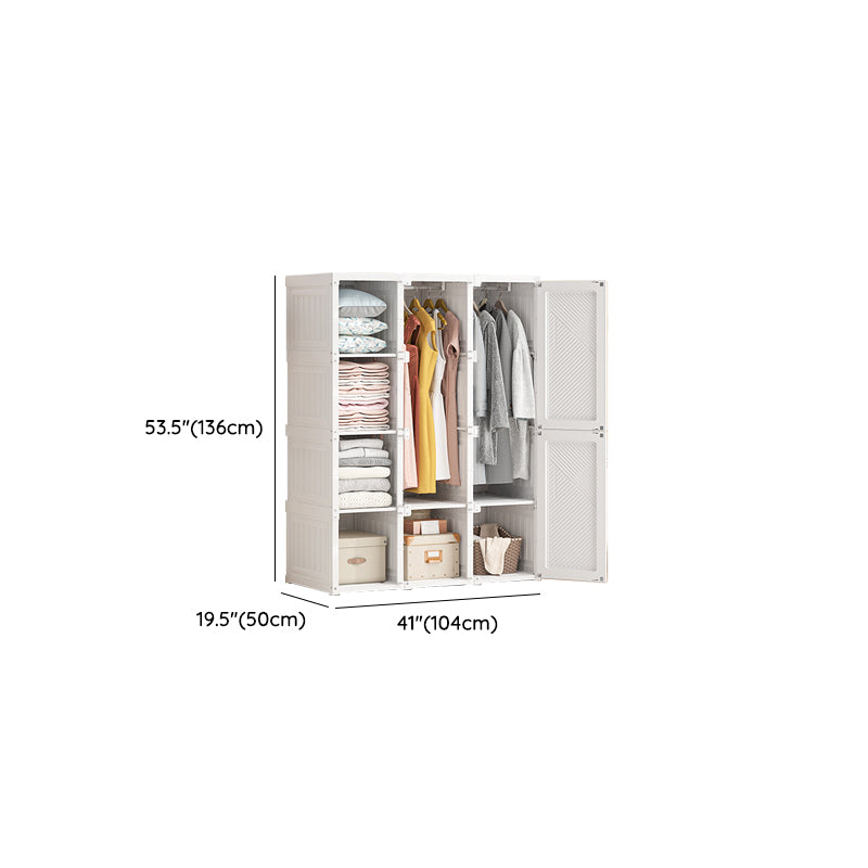 White Freestanding Plastic Wardrobe Foldable Wardrobe with Shelves
