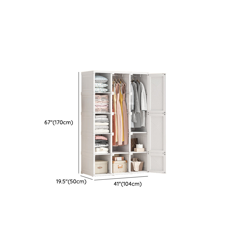 White Freestanding Plastic Wardrobe Foldable Wardrobe with Shelves