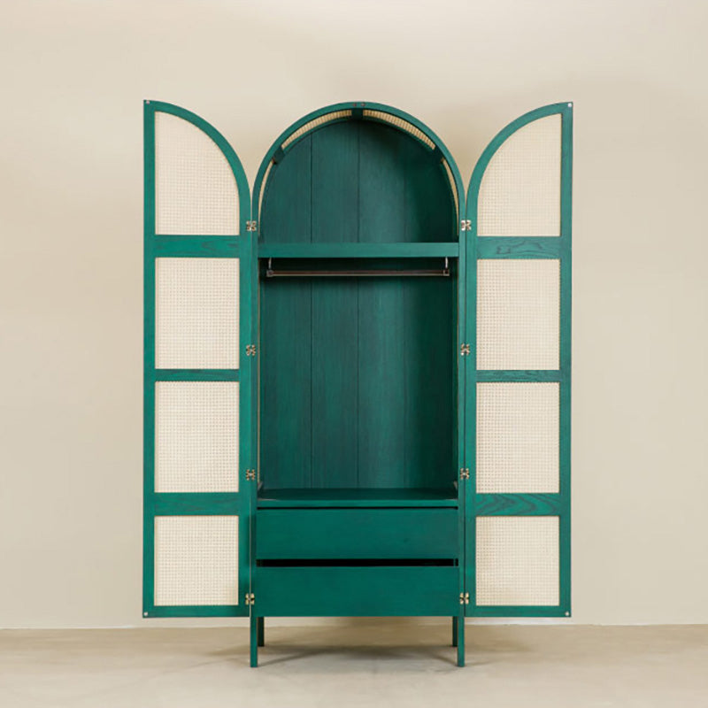 Freestanding Solid Wood Wardrobe Modern Wardrobe Armoire with Legs