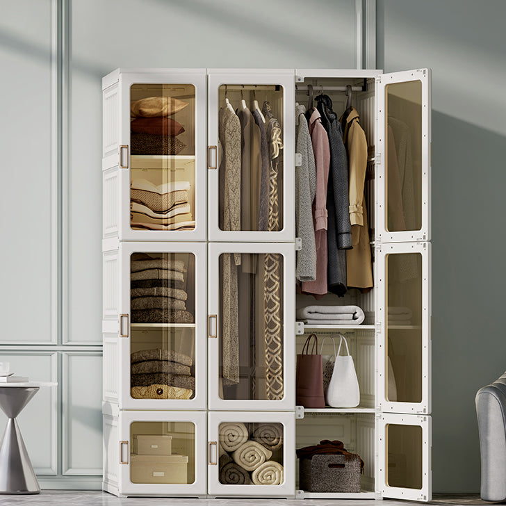 Modern Folding Plastic Wardrobe Freestanding Wardrobe with Shelves