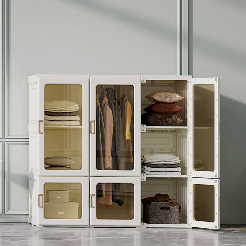 Modern Folding Plastic Wardrobe Freestanding Wardrobe with Shelves