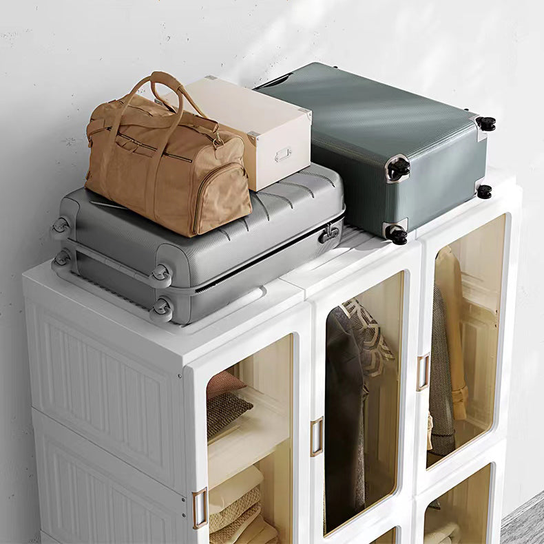 Modern Folding Plastic Wardrobe Freestanding Wardrobe with Shelves
