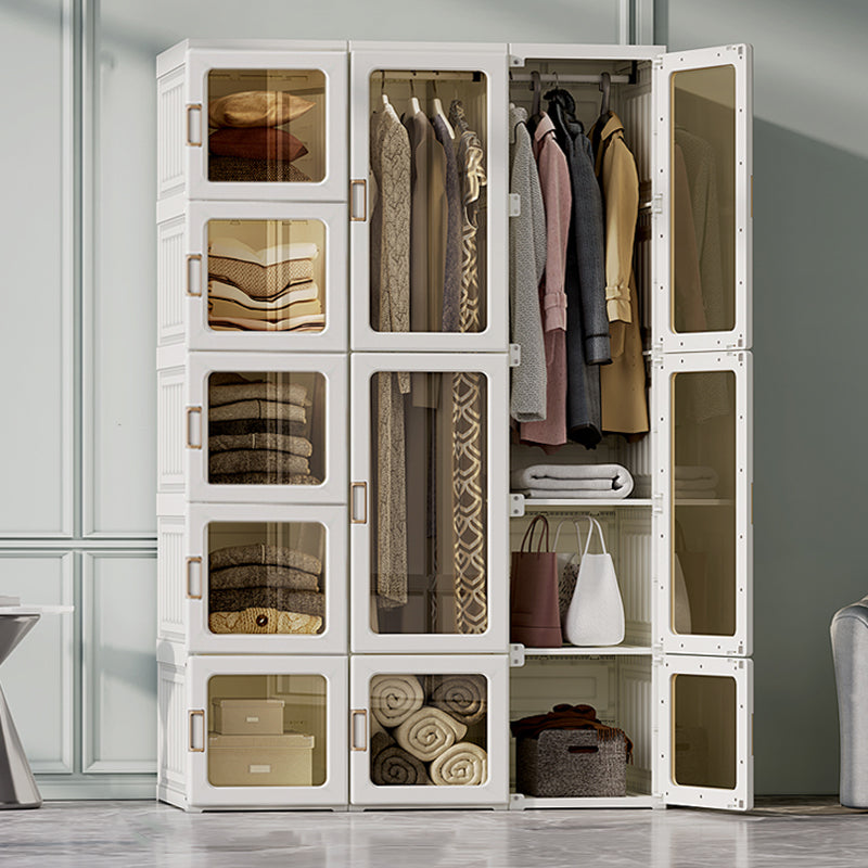 Modern Folding Plastic Wardrobe Freestanding Wardrobe with Shelves