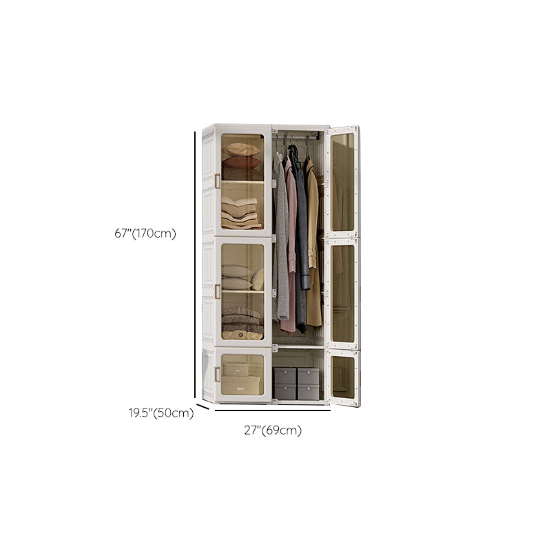 Modern Folding Plastic Wardrobe Freestanding Wardrobe with Shelves