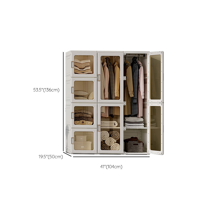Modern Folding Plastic Wardrobe Freestanding Wardrobe with Shelves