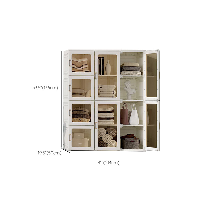 Modern Folding Plastic Wardrobe Freestanding Wardrobe with Shelves