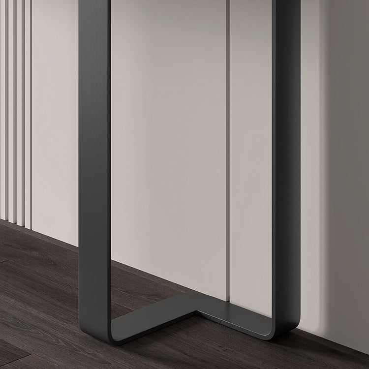 Modern Accent Table Stone Half Moon Console Table with 1 Shelf , 33.46" Tall
