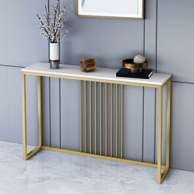 Contemporary Console Accent Table Rectangle Console Sofa Table in Stone