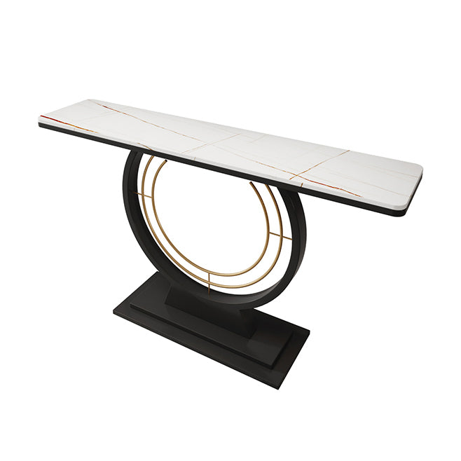 Modern Rectangle Console Accent Table Antique Finish Console Sofa Table in Stone