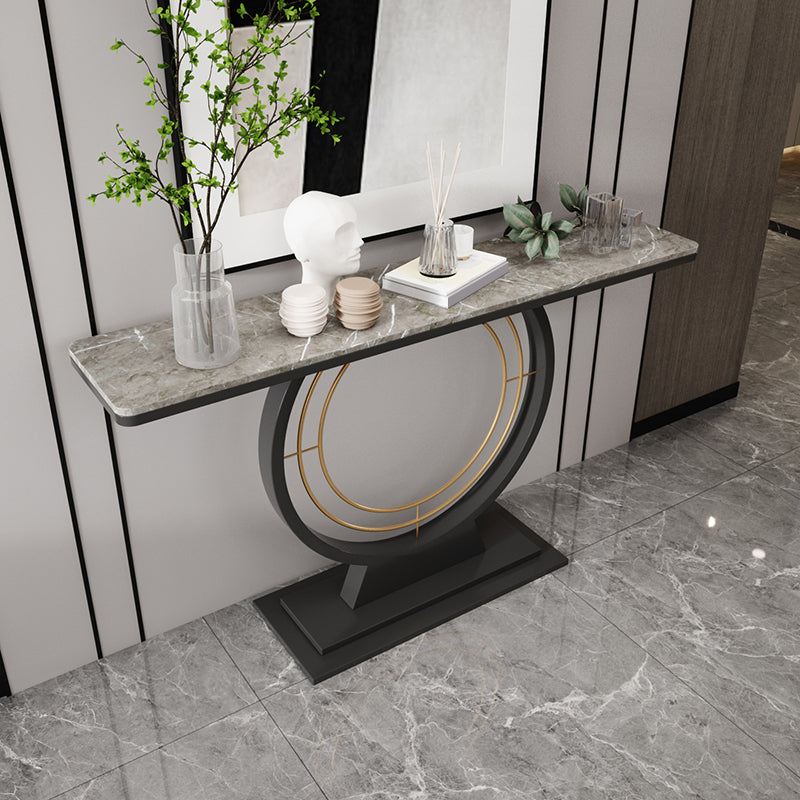 Modern Rectangle Console Accent Table Antique Finish Console Sofa Table in Stone