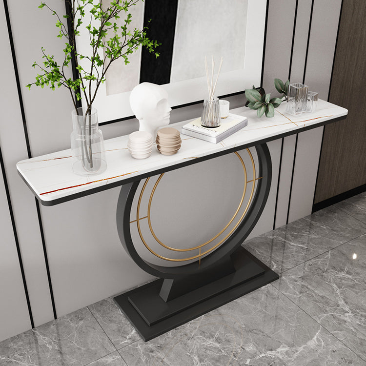 Modern Rectangle Console Accent Table Antique Finish Console Sofa Table in Stone