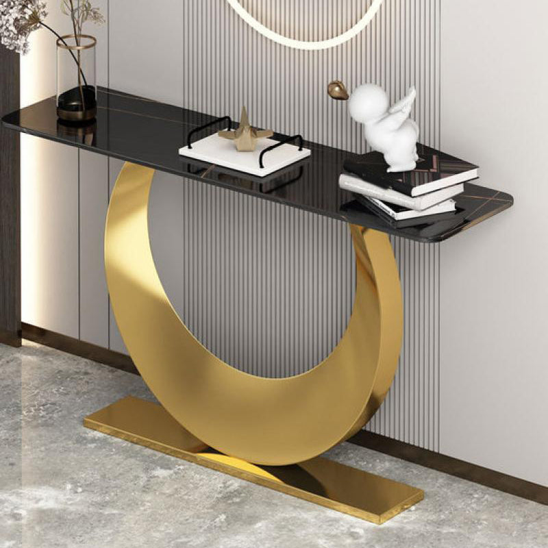 Contemporary Console Accent Table Rectangle Console Table in Stone