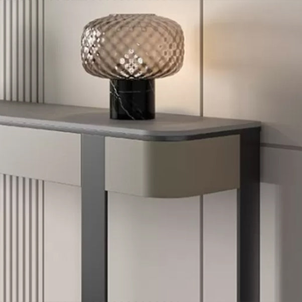 Glam Console Accent Table Antique Finish Half Moon Sofa Table in Stone