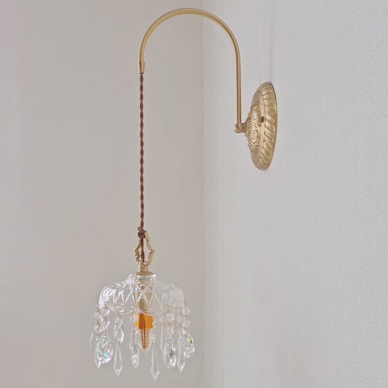 Metal Modern Wall Sconce Geometric Shape Wall Lamp with Crystal Shade