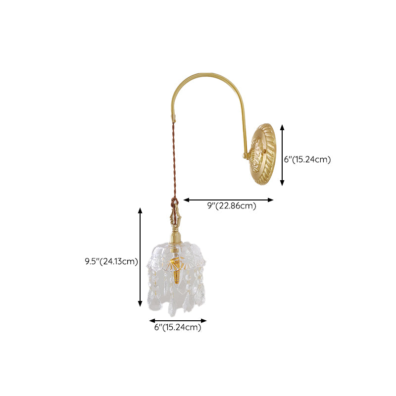 Metal Modern Wall Sconce Geometric Shape Wall Lamp with Crystal Shade