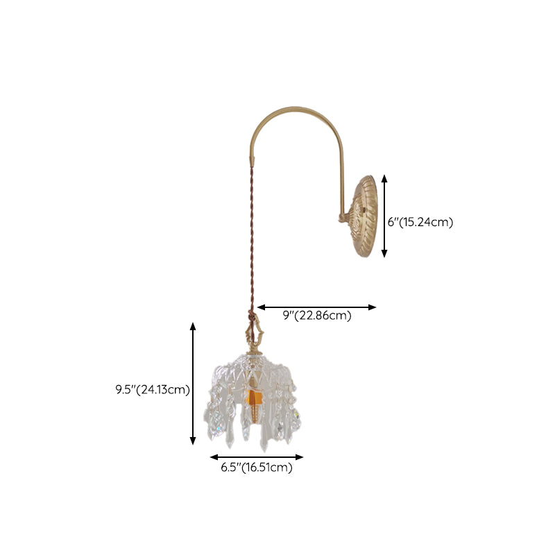 Metal Modern Wall Sconce Geometric Shape Wall Lamp with Crystal Shade