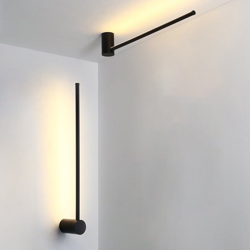 Modern Metal Wall Sconce Linear Shape Wall Lamp with Silicone Shade in Black