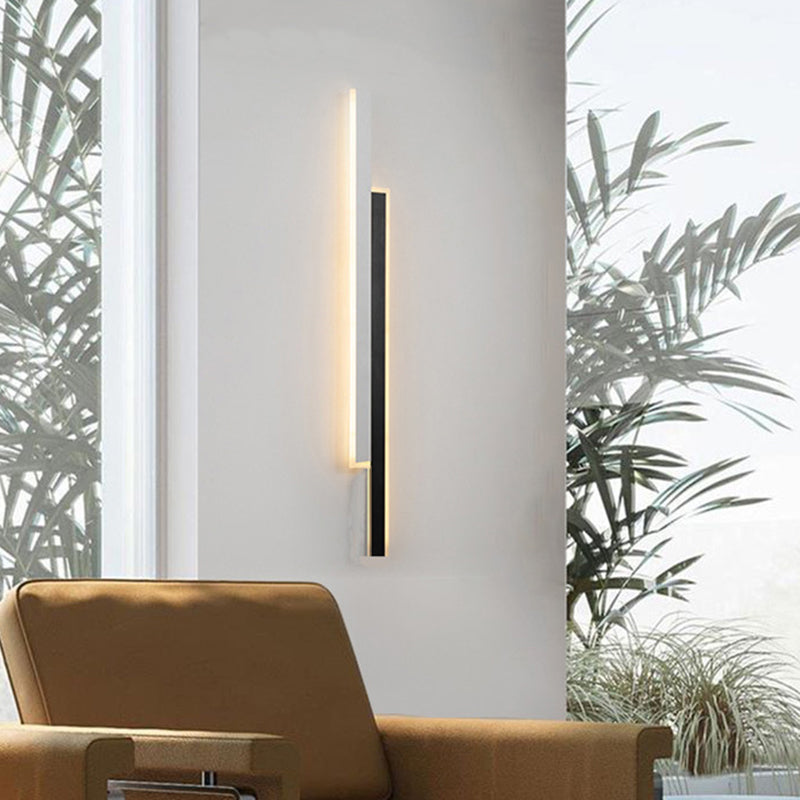 Modern Strip Wall Light Sconces Metal Black and White Sconces for Bedroom