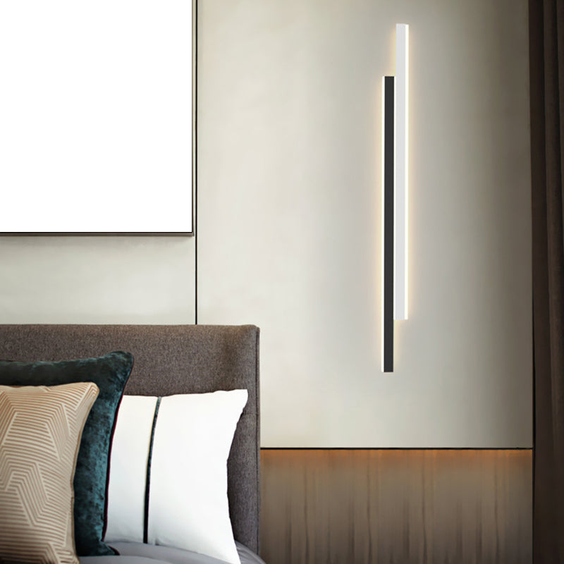 Modern Strip Wall Light Sconces Metal Black and White Sconces for Bedroom