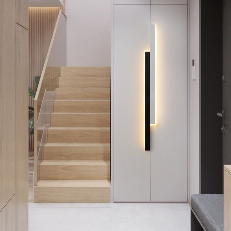 Modern Strip Wall Light Sconces Metal Black and White Sconces for Bedroom