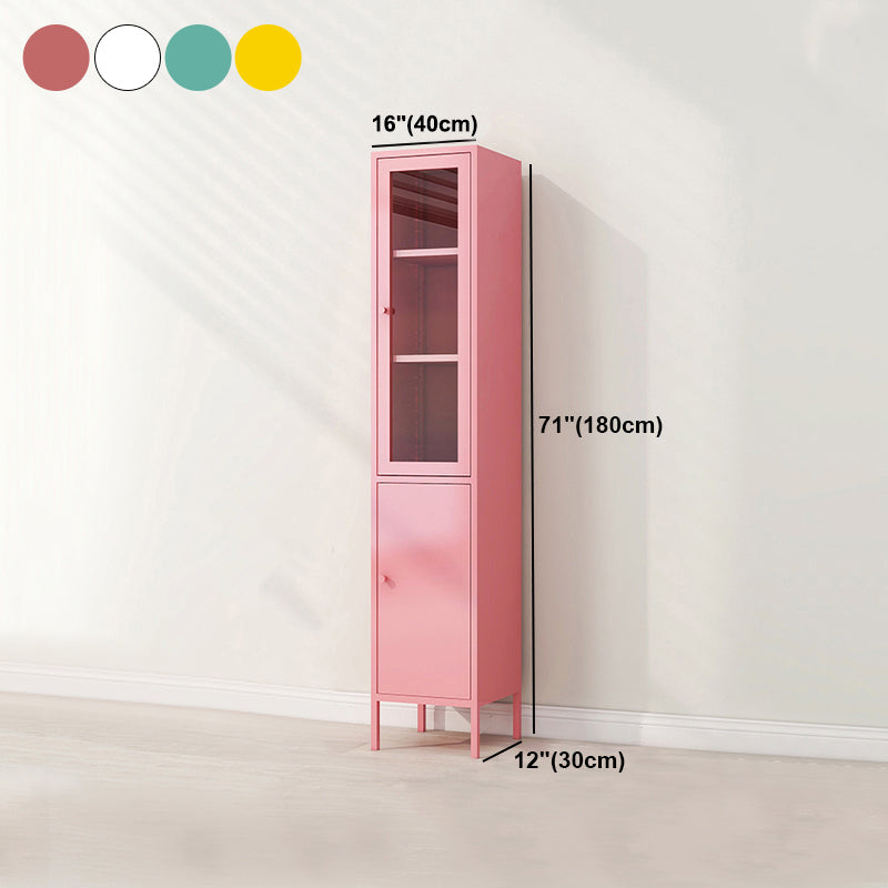 Metal Bookshelf Scandinavian Style Bookcase with Door for Office Home