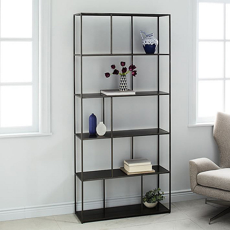 Modern Open Back Standard Bookshelf Metal Bookcase for Study Room