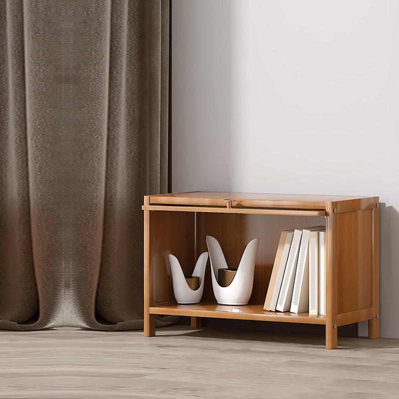 Bamboo Bookcase Standard Contemporary Closed Back Bookshelf with Cabinets