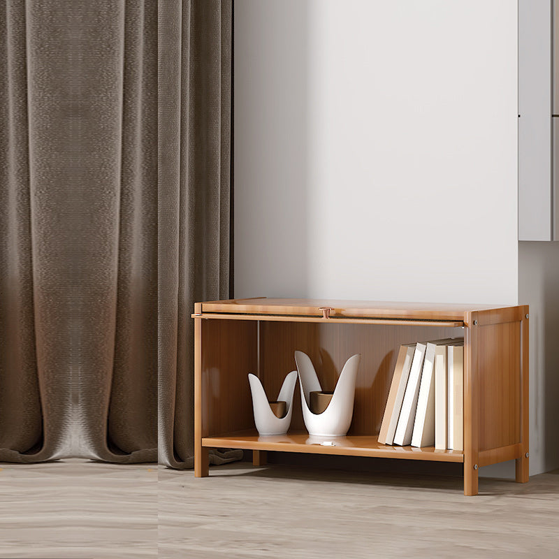 Bamboo Bookcase Standard Contemporary Closed Back Bookshelf with Cabinets