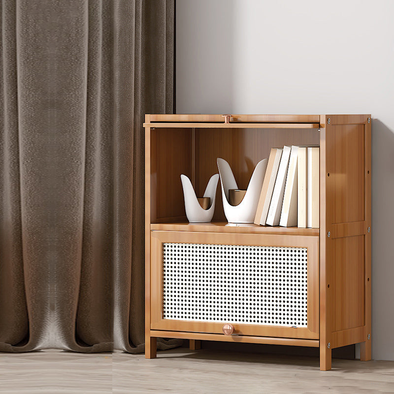 Bamboo Bookcase Standard Contemporary Closed Back Bookshelf with Cabinets