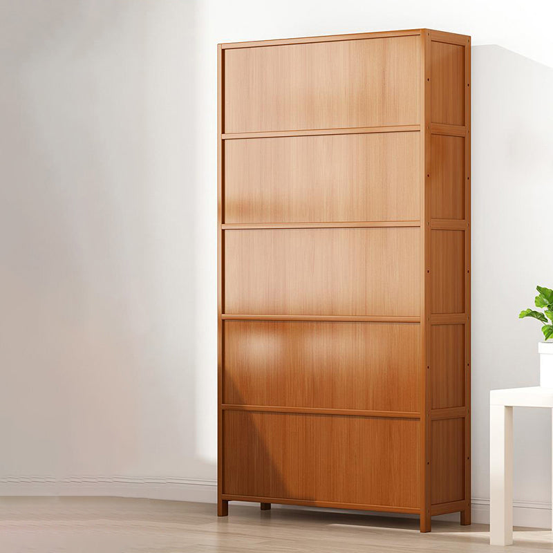 Bamboo Bookcase Standard Contemporary Closed Back Bookshelf with Cabinets