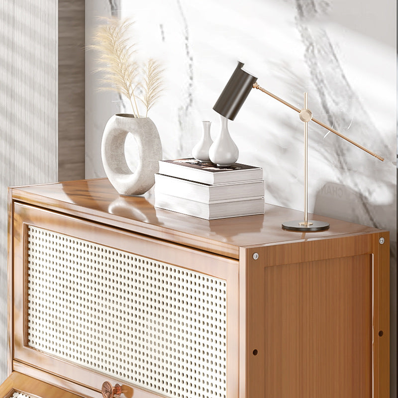 Bamboo Bookcase Standard Contemporary Closed Back Bookshelf with Cabinets