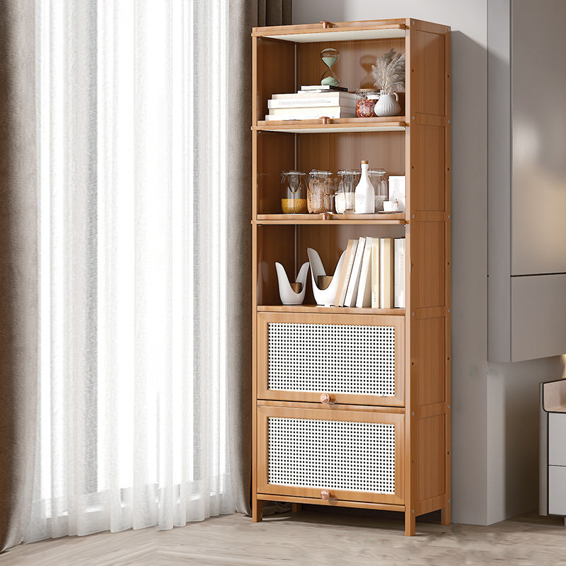 Bamboo Bookcase Standard Contemporary Closed Back Bookshelf with Cabinets