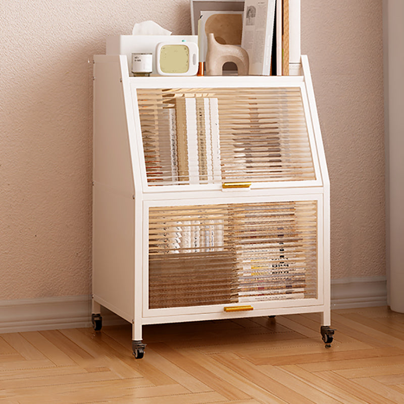 Glam Style Closed Back Bookshelf Standard Metal Bookcase for Study Room