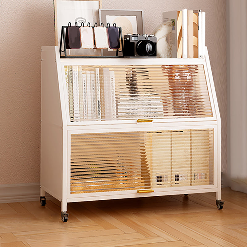 Glam Style Closed Back Bookshelf Standard Metal Bookcase for Study Room