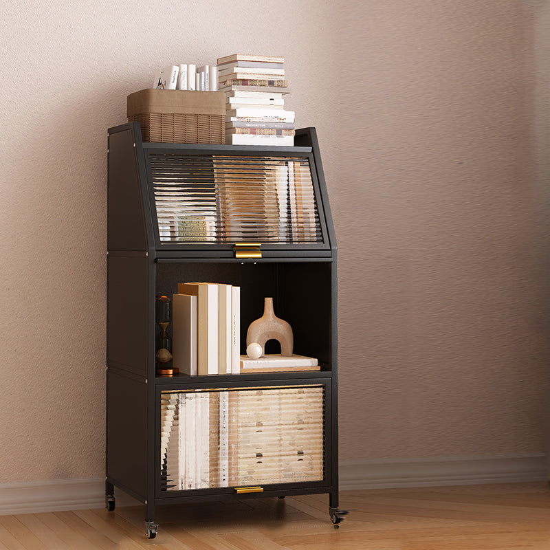 Glam Style Closed Back Bookshelf Standard Metal Bookcase for Study Room