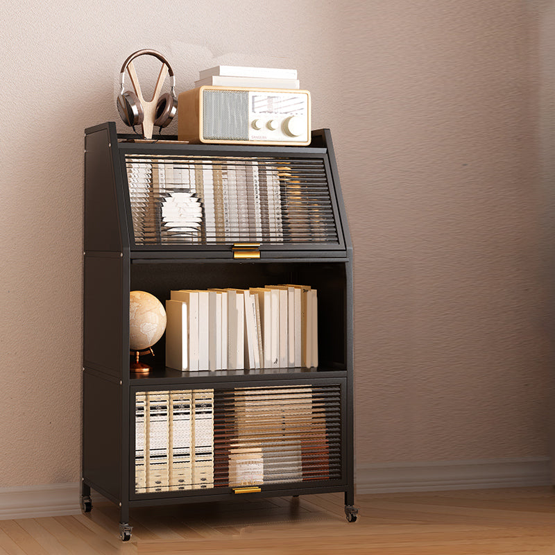 Glam Style Closed Back Bookshelf Standard Metal Bookcase for Study Room