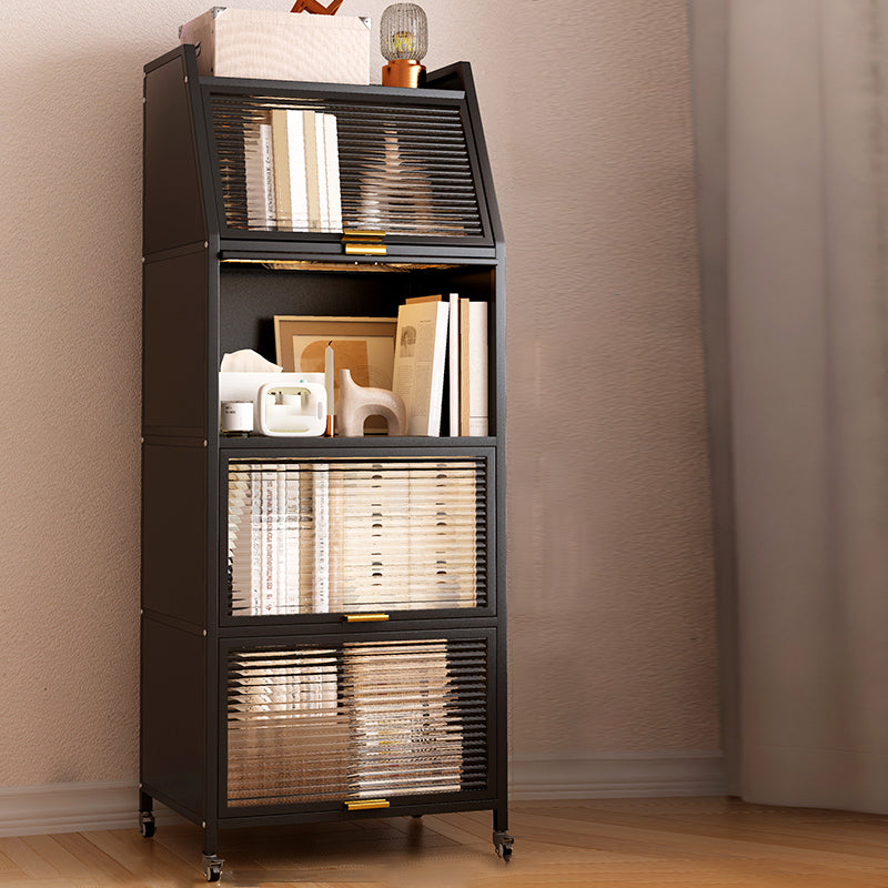Glam Style Closed Back Bookshelf Standard Metal Bookcase for Study Room