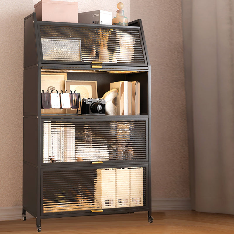 Glam Style Closed Back Bookshelf Standard Metal Bookcase for Study Room