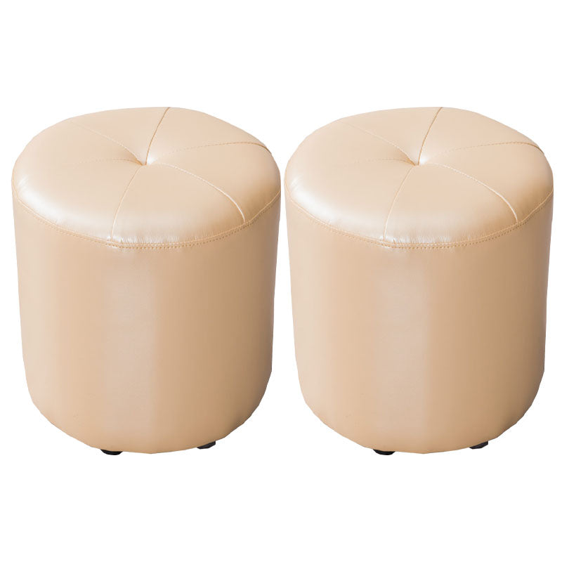Genuine Leather Standard Stool Modern Style Simple Round Stool