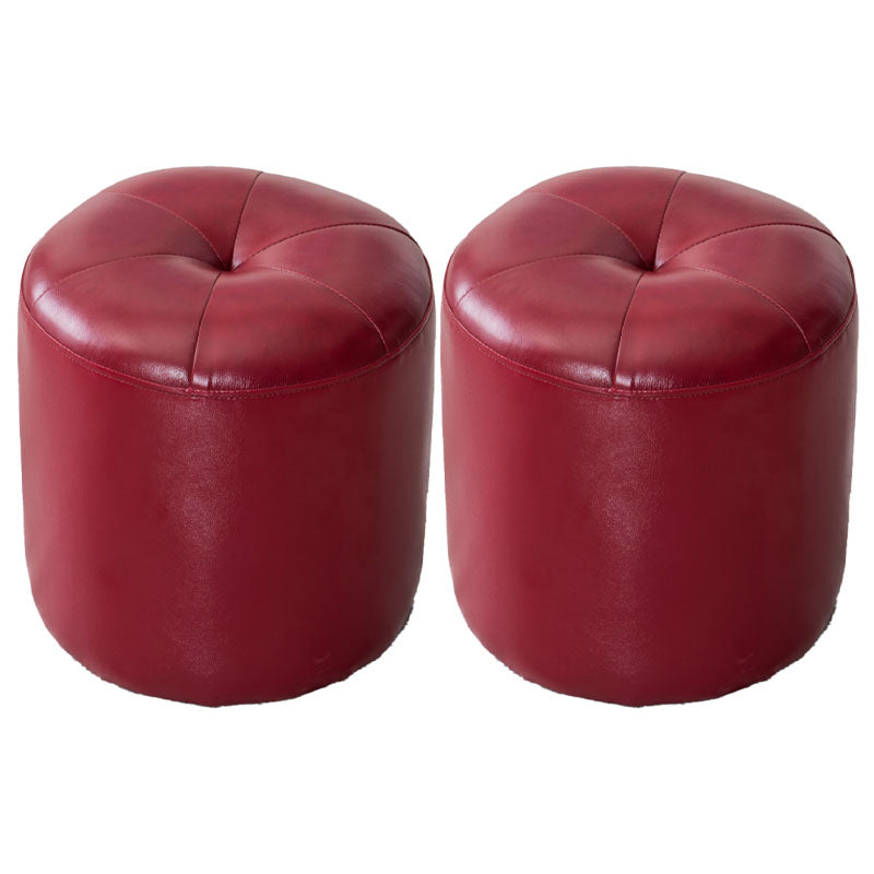 Genuine Leather Standard Stool Modern Style Simple Round Stool