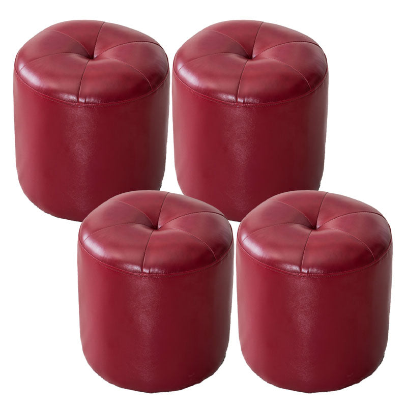 Genuine Leather Standard Stool Modern Style Simple Round Stool