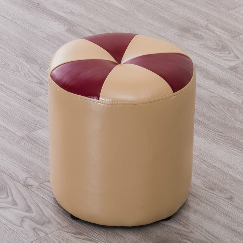 Genuine Leather Standard Stool Modern Style Simple Round Stool