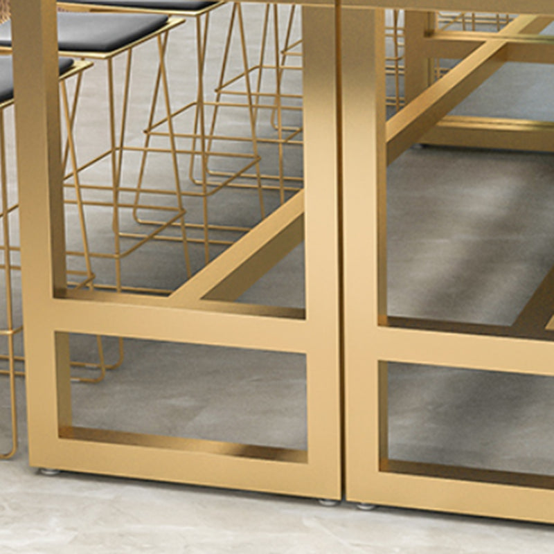 Glam Rectangle Wood Counter Table 1/6/11 Pieces Bar Table Set for Cafe