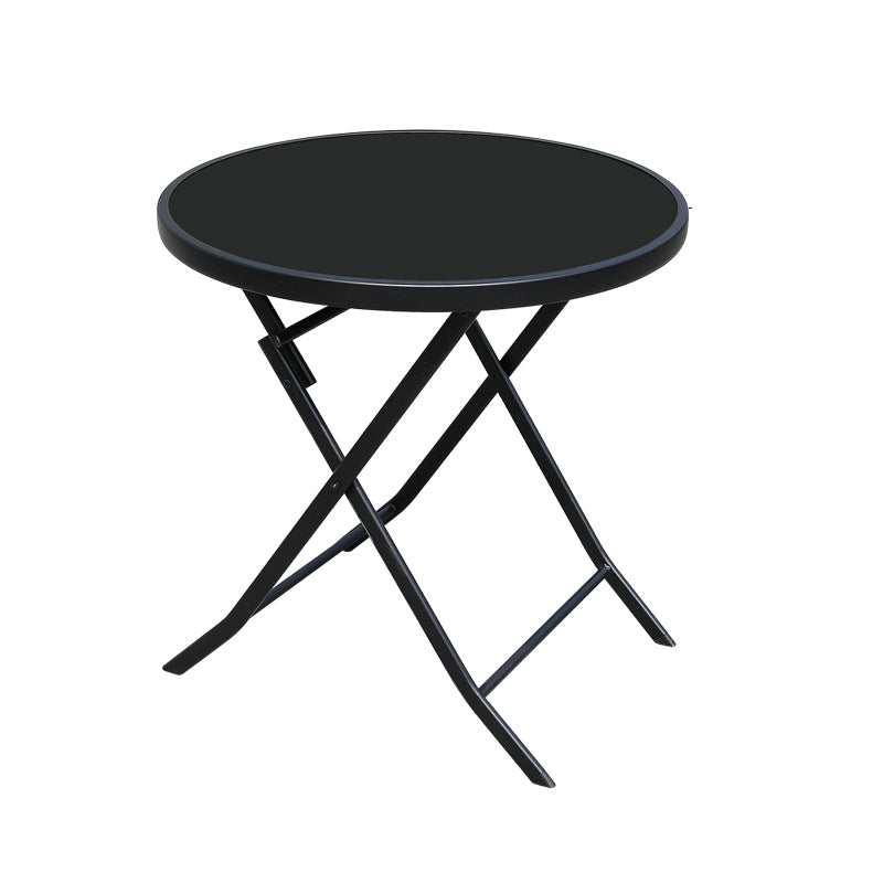 Industrial Dining Table Glass Clear Rust Resistant Patio Table