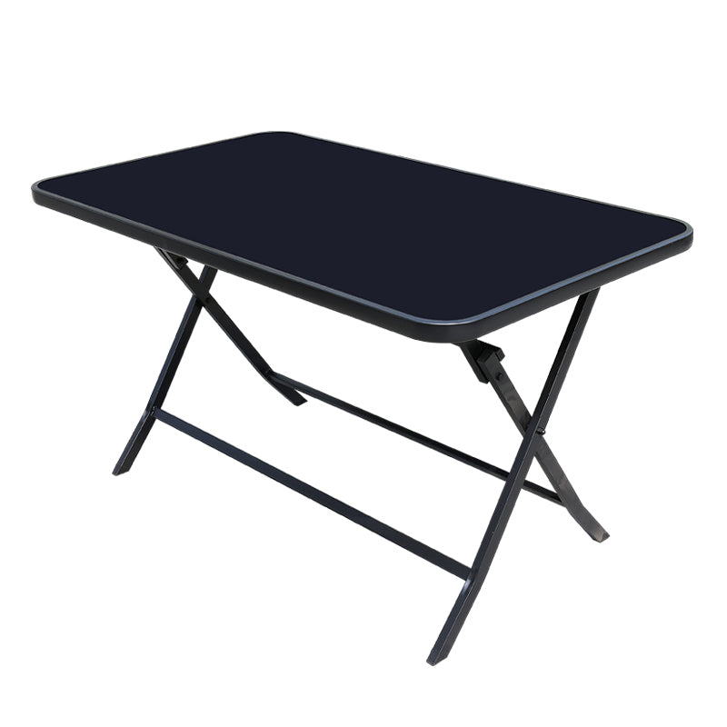 Industrial Dining Table Glass Clear Rust Resistant Patio Table