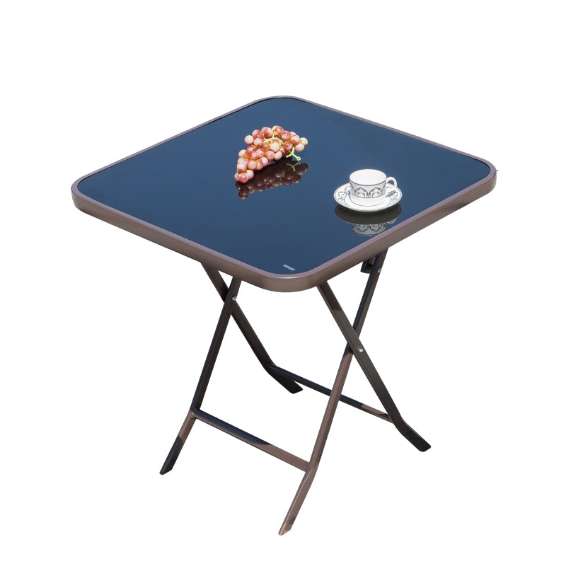 Industrial Dining Table Glass Clear Rust Resistant Patio Table