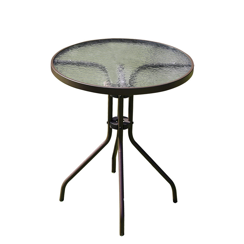 Industrial Dining Table Glass Clear Rust Resistant Patio Table