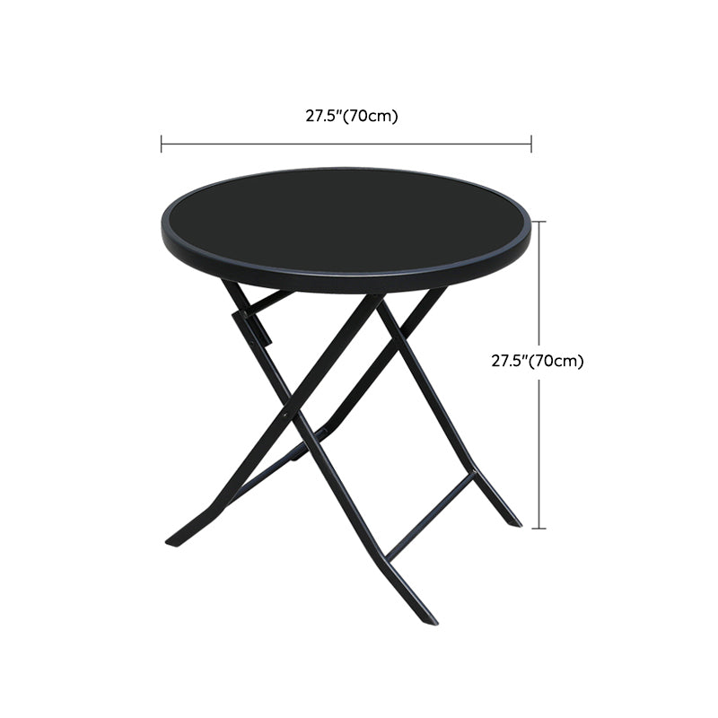 Industrial Dining Table Glass Clear Rust Resistant Patio Table